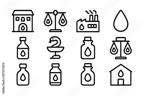 Legal and industrial icons vector illustration for design and print