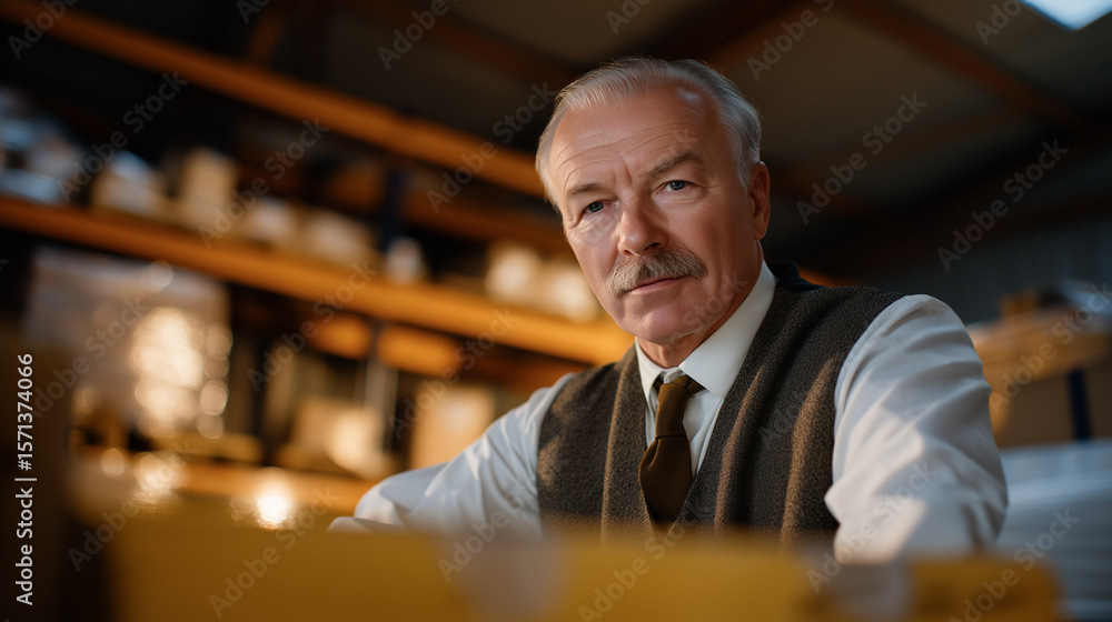 Fototapeta premium Inspector Reviewing Pipe Joint in Warehouse Setting