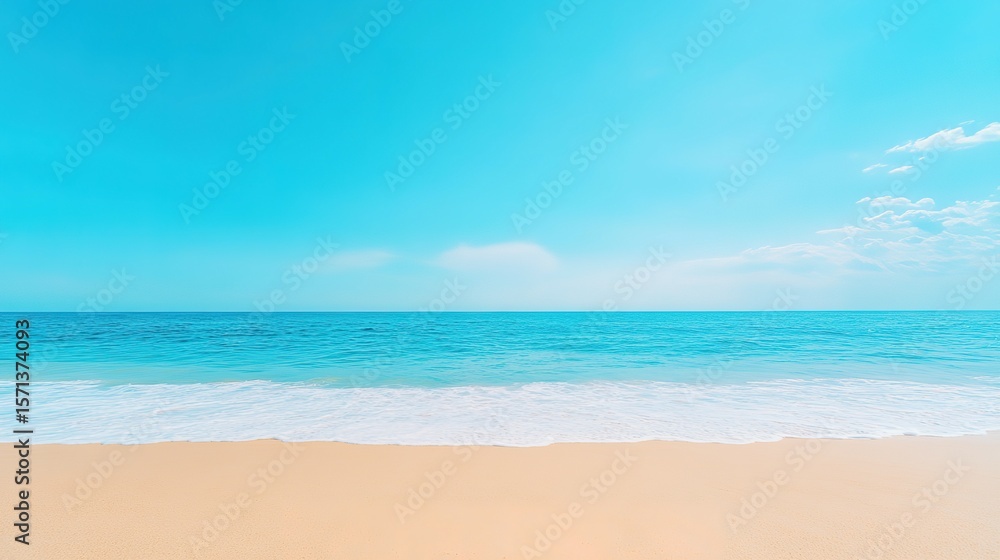 Tranquil beach scene with soft waves and a vibrant blue sky. Tranquil beach scene with soft waves and a vibrant blue sky.