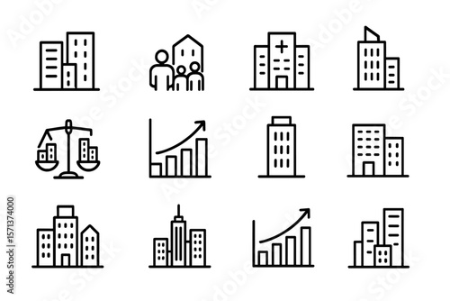 Business and healthcare icons vector illustration for design and infographics in flat style