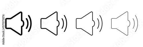 Black Outline Speaker Icon. Graphic Element Vector Icon Representing Volume, Sound, or Output. Speaker icon vector. volume sign and symbol. loudspeaker icon. sound symbol. Sound volume icons set. 