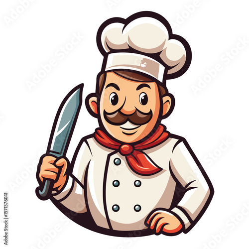 Chef cartoon character holding a knife