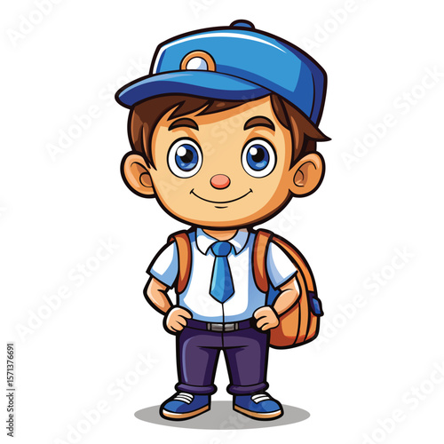 Smiling schoolboy with backpack