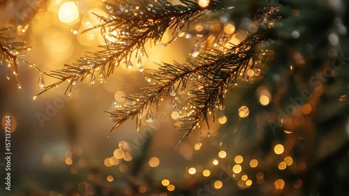 Elegant holiday greenery with shimmering fairy lights warm glow festive ambiance