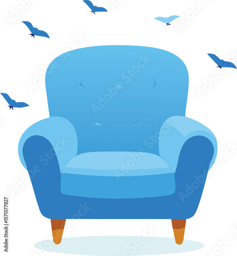A comfortable looking armchair, upholstered in a soft fabric, perfect for relaxation.