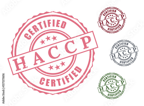 Certified Food Safety Seals, HACCP Management Label Vector Collection