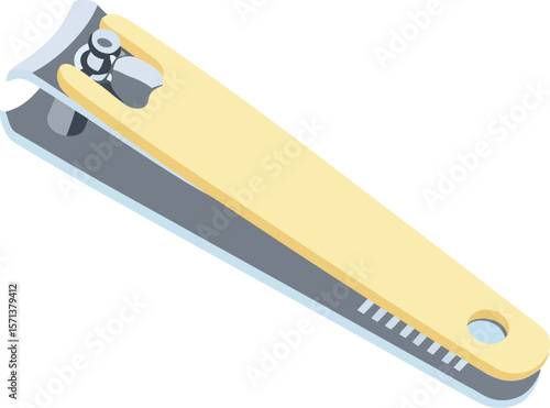 Nail clipper with beige handle isolated on white background for manicure and personal grooming tools