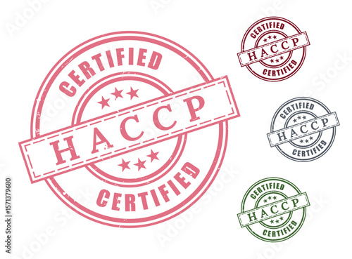 Food Quality Assurance Stamp Set, HACCP Compliance Vector Labels