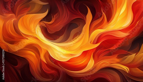 abstract image of swirling intense flames with bright yellows oranges and deep reds conveying energy and motion