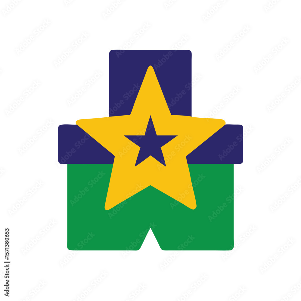 Fototapeta premium Brazil Flag Symbol Featuring Star Shape Green Blue Yellow Colors on vector