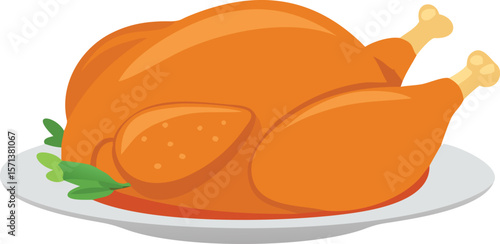 An isolated, detailed roasted turkey, perfectly golden brown, ready for a festive feast.