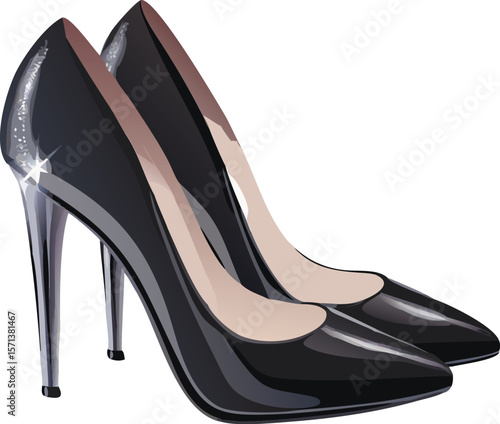 A pair of high heeled stilettos, perfectly polished, showcasing elegance and fashion.