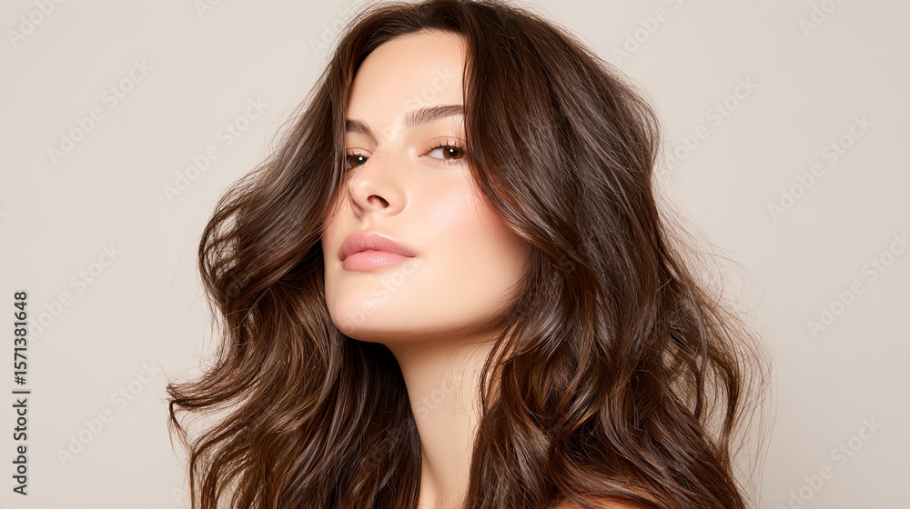 Woman with long brown hair Woman with long brown hair
