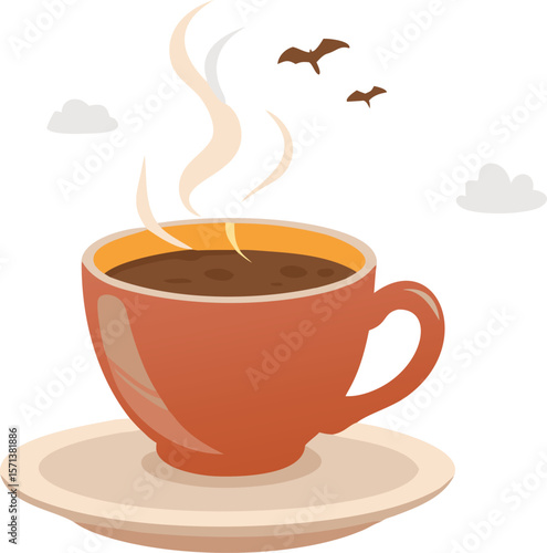 A perfectly brewed cup of coffee, rich crema on top, ready for a delightful morning.