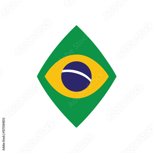 Brazilian Flag Graphic with Green Diamond Yellow Circle Blue Globe on emblem symbol