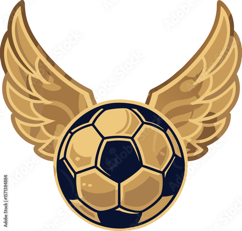 Golden Soccer Ball with Wings Sport Logo Design