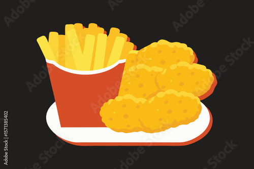 Crispy Chicken Nuggets and French Fries Combo Meal