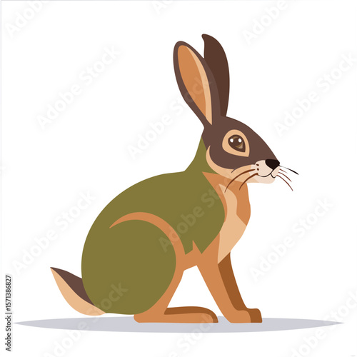 Cute jackrabbit flat vector