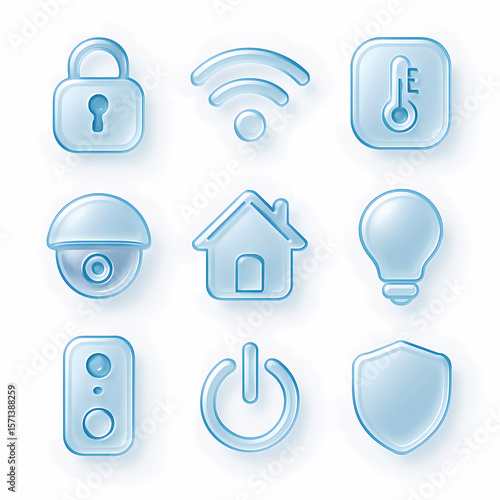 Home Automation Glass Icon Set Seamlessly Control Your Smart Home Devices