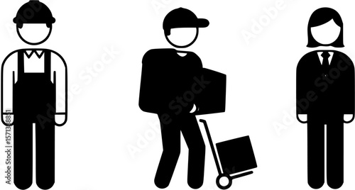 Logistic people pictograms. Logistic worker, man delivery, logistic business, vector illustration
