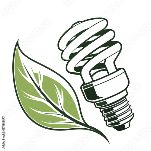 Energy Saving Bulb with Leaf Icon