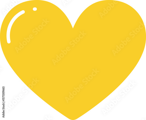 Yellow heart symbol icon isolated on white background with simple design and bright color for love and positivity concepts