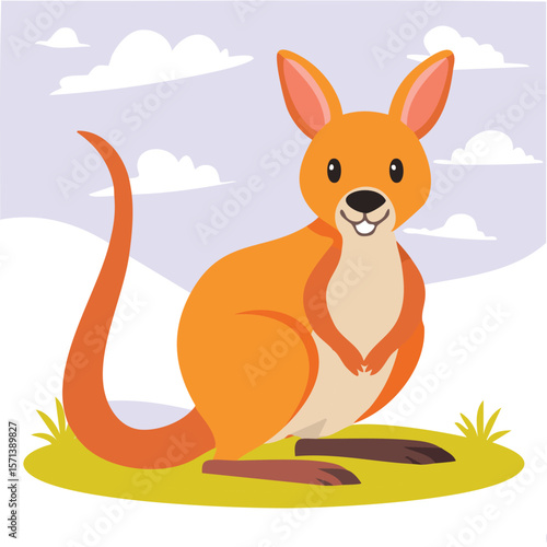 Cute wallaby flat vector