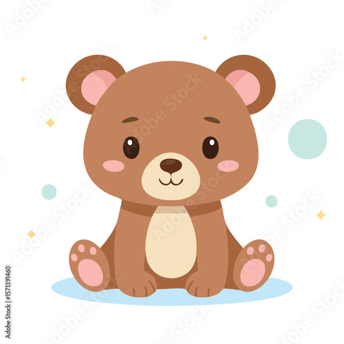 Cute bear cub flat vector