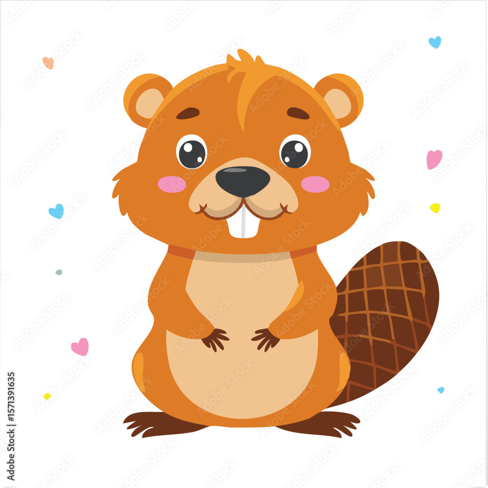 Obraz premium Cute beaver kit flat vector