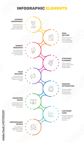 Vector line template circle infographics. Business concept with 9 options and labels. Nine steps for diagrams, flowchart, timeline