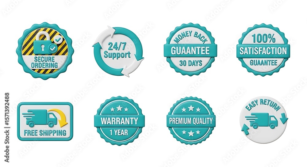 Obraz premium Online shopping and e-commerce guarantee badges and seals