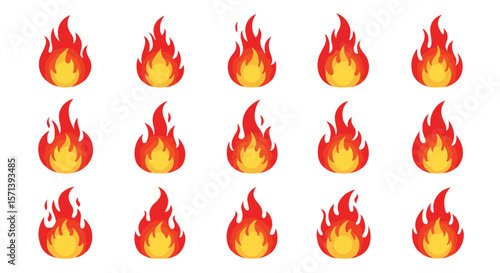 Set of flames, a symbol of energy and passion.