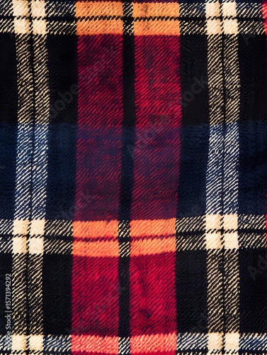Stylish Red Black White Plaid Fabric