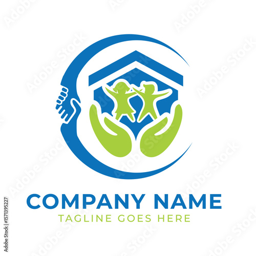 Empowering Children Logo Design for a Caring Home with Supportive Community and Bright Future, Suitable for Charities and Childcare