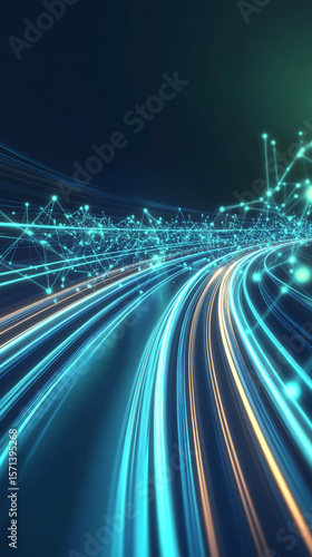 Abstract digital background with interconnected lines and glowing effects