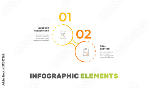 Vector infographic flat template circles for two paper label, diagram, graph, presentation. Line business concept with 2 options. Blank space for content, step for step, timeline, workflow, marketing