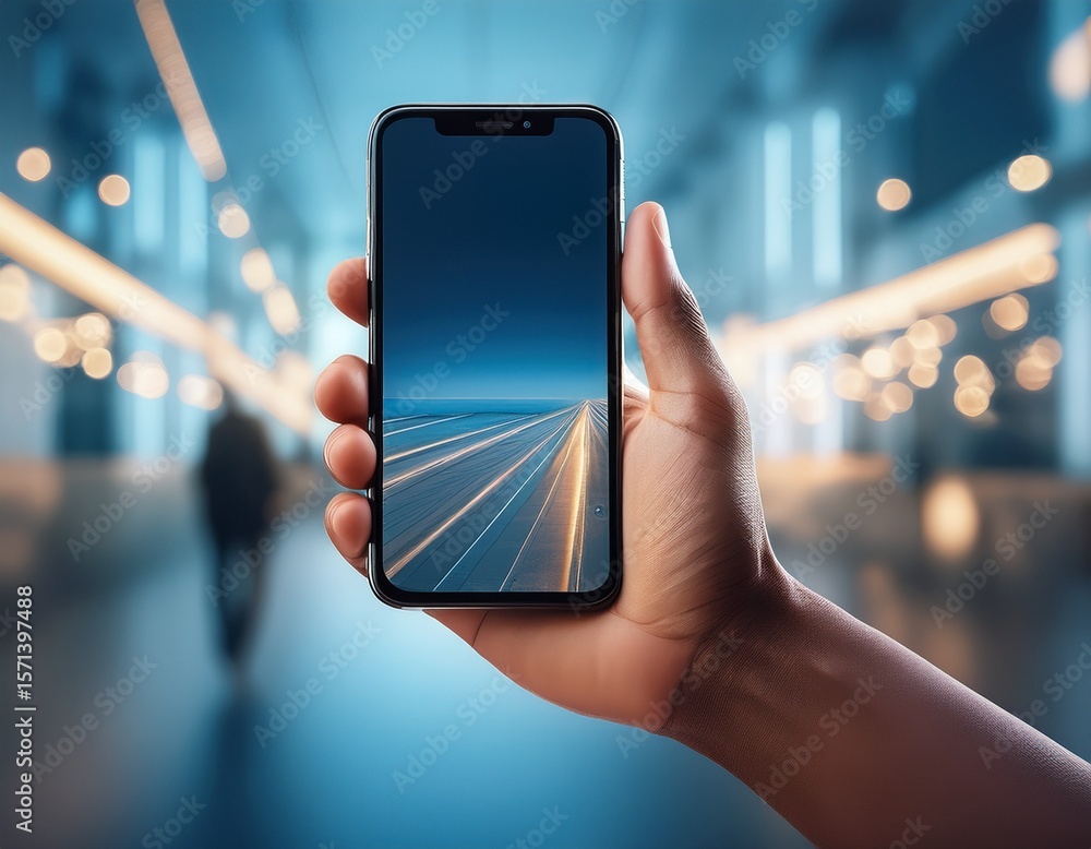 hand is holding a modern smartphone hand is holding a modern smartphone