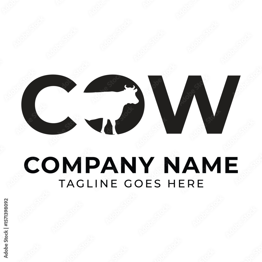 Fototapeta premium Elegant Cow Logo Design Featuring Silhouette of Cow in Circle for Farm or Dairy Brand Identity
