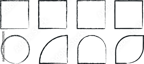Minimal Handcrafted Square,Circle etc Frame in Ink Brush Style – Editable Vector Design Element

