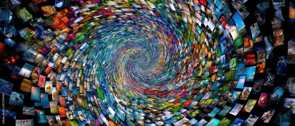 Obraz premium The Spiral of Colorful Images Creating a Captivating Visual Vortex