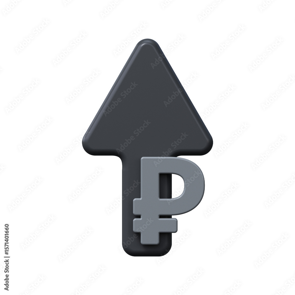 Obraz premium Ruble coin growth 3D illustration