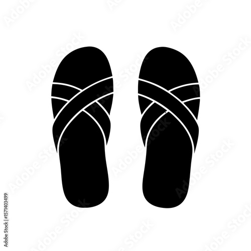 Black flip-flop sandals with cross straps  