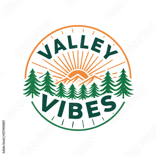 A stylized emblem featuring a sunrise over trees, evoking a peaceful valley atmosphere.