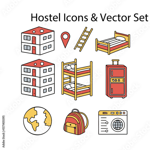 Hostel Icons & Vector Set