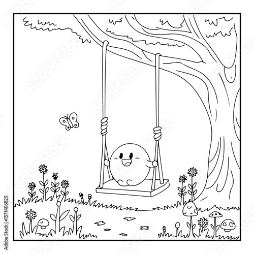 vector illustration of a garden coloring page