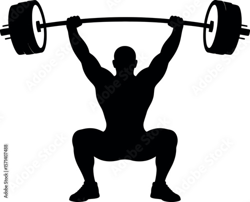 Weightlifters  silhouette on white background