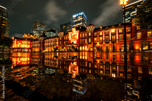 Photography Tokyo Station after the Rain
