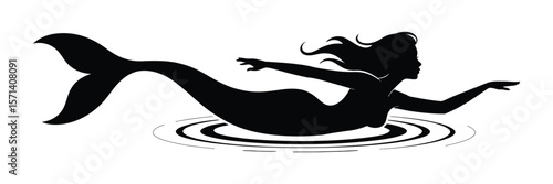 Mermaid silhouette swimming horizontally