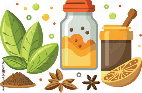  Indian spice icon set. vector icon set 