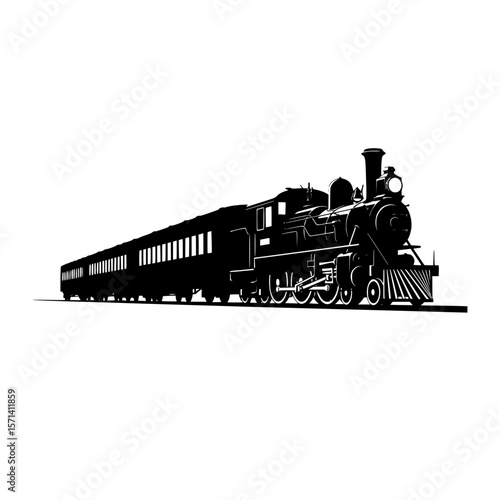 Vintage Steam Locomotive Silhouette Vector Graphic
